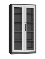 China Color gris oscuro y blanco H1850XW900XD400mm de la puerta del oscilación del gabinete de almacenamiento abierto de cristal proveedor